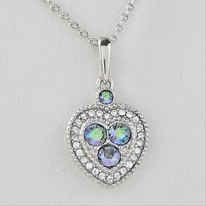 Official Swarovski Alexandrite Crystal Heart Necklace, 925 Sterling Silver